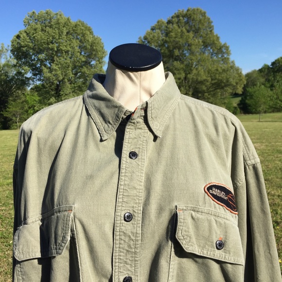 Harley Davidson Motorcycle Corduroy Mens Shirt XL - Picture 3 of 10